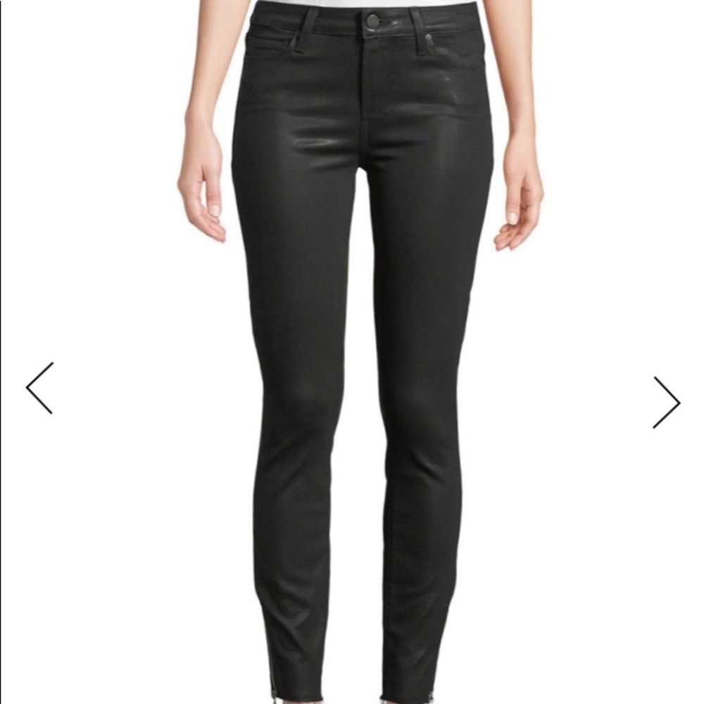 Paige Verdugo Ankle Black Denim Skinny Jeans with Sheen. Size 32. EUC